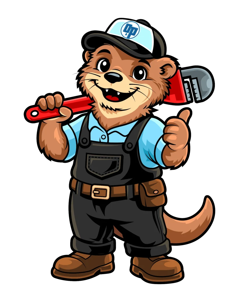 Friendly otter mascot in plumber overalls — Ottr Plumr, Niagara Region